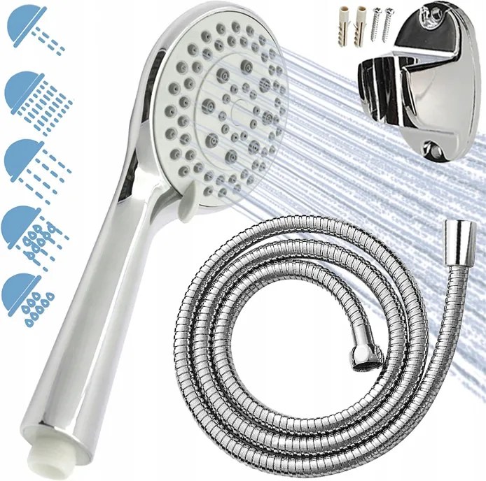 Zuhanyszett fülhallgató 5 funkciós tömlő zuhany tartó