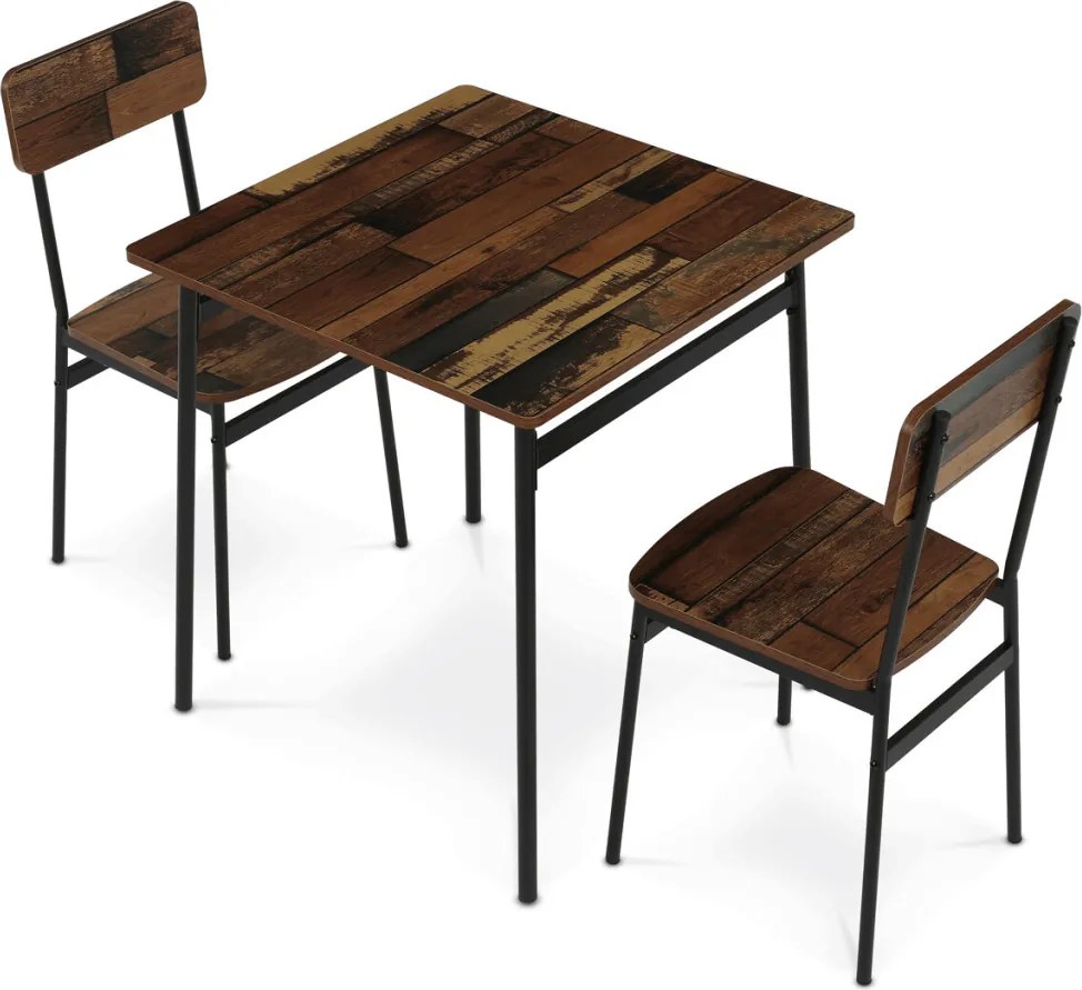 2 személyes old wood MDF étkezőgarnitúra 70x70x76 cm – AUT-O2121