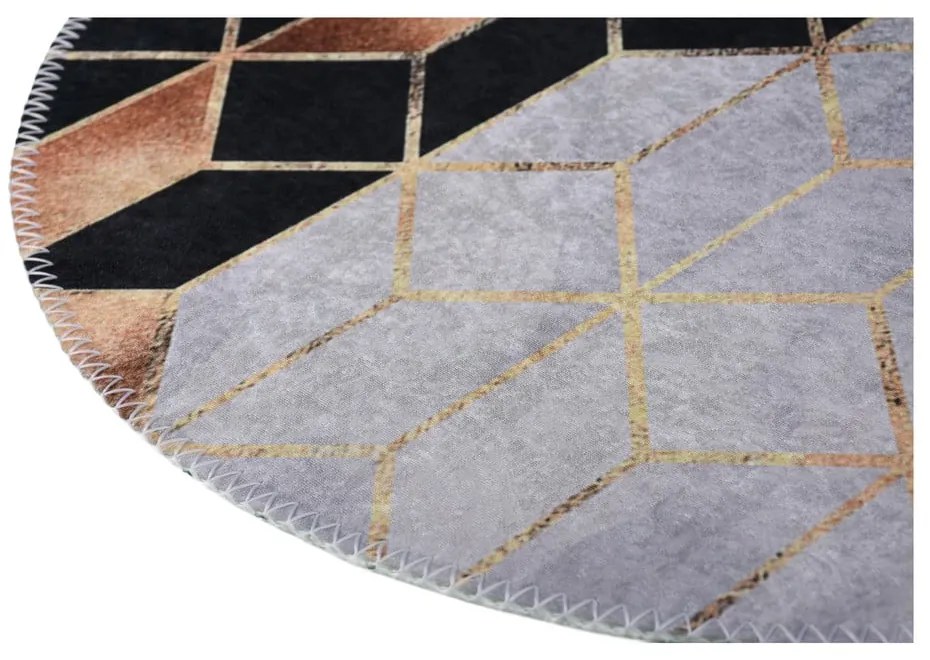 Fekete-fehér mosható kerek szőnyeg ø 100 cm – Vitaus