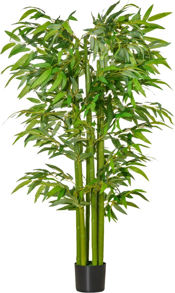 HOMCOM Mesterséges Bambusz 160 cm Nagy Mesterséges Növény, Mesterséges Bambusz, Műanyag Mesterséges Növények Cserepes, Élethű Hatású Álcázott Növény a