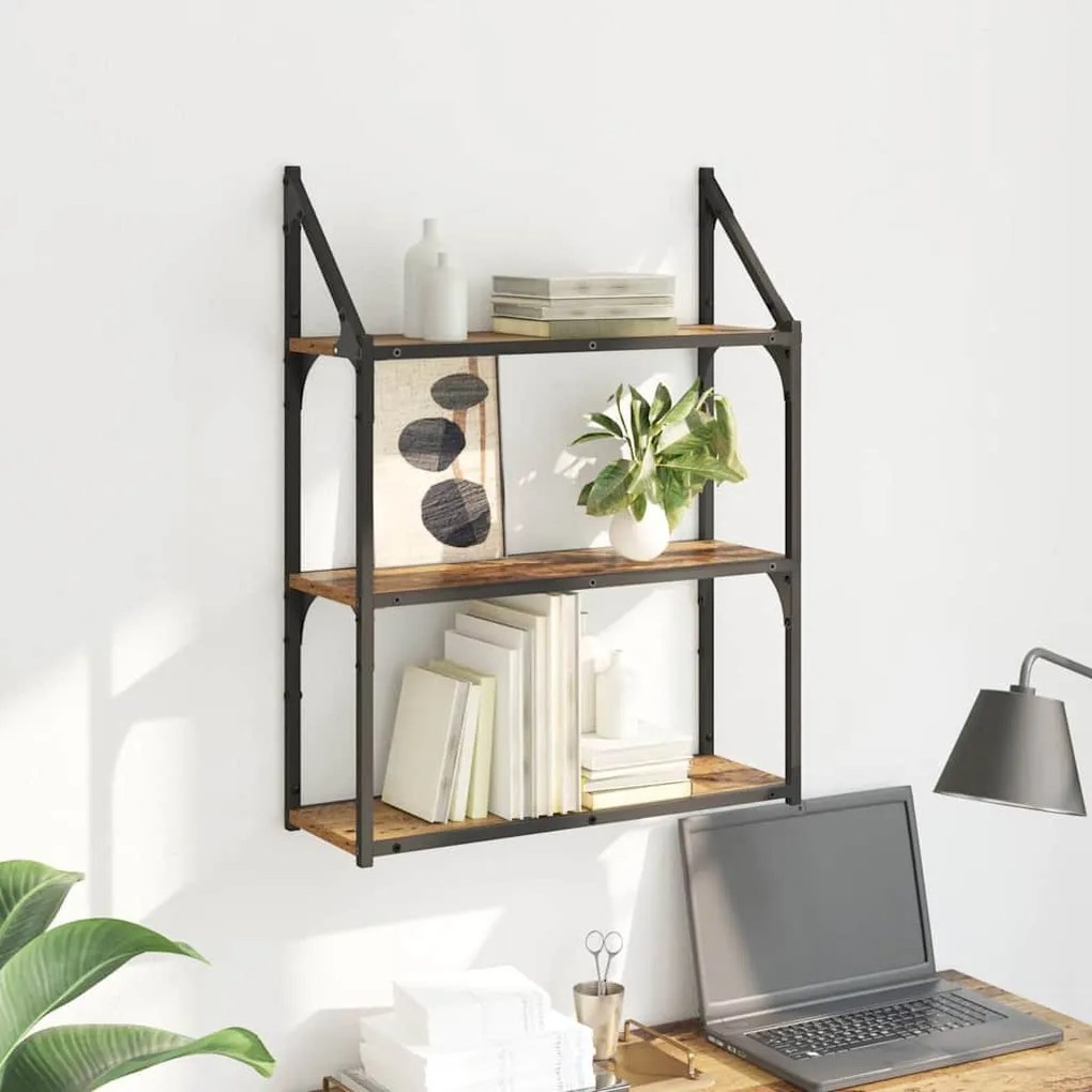 Falpolc polcokkal tárolóval Öreg fa 60 x 21 x 78,5 cm Faanyag