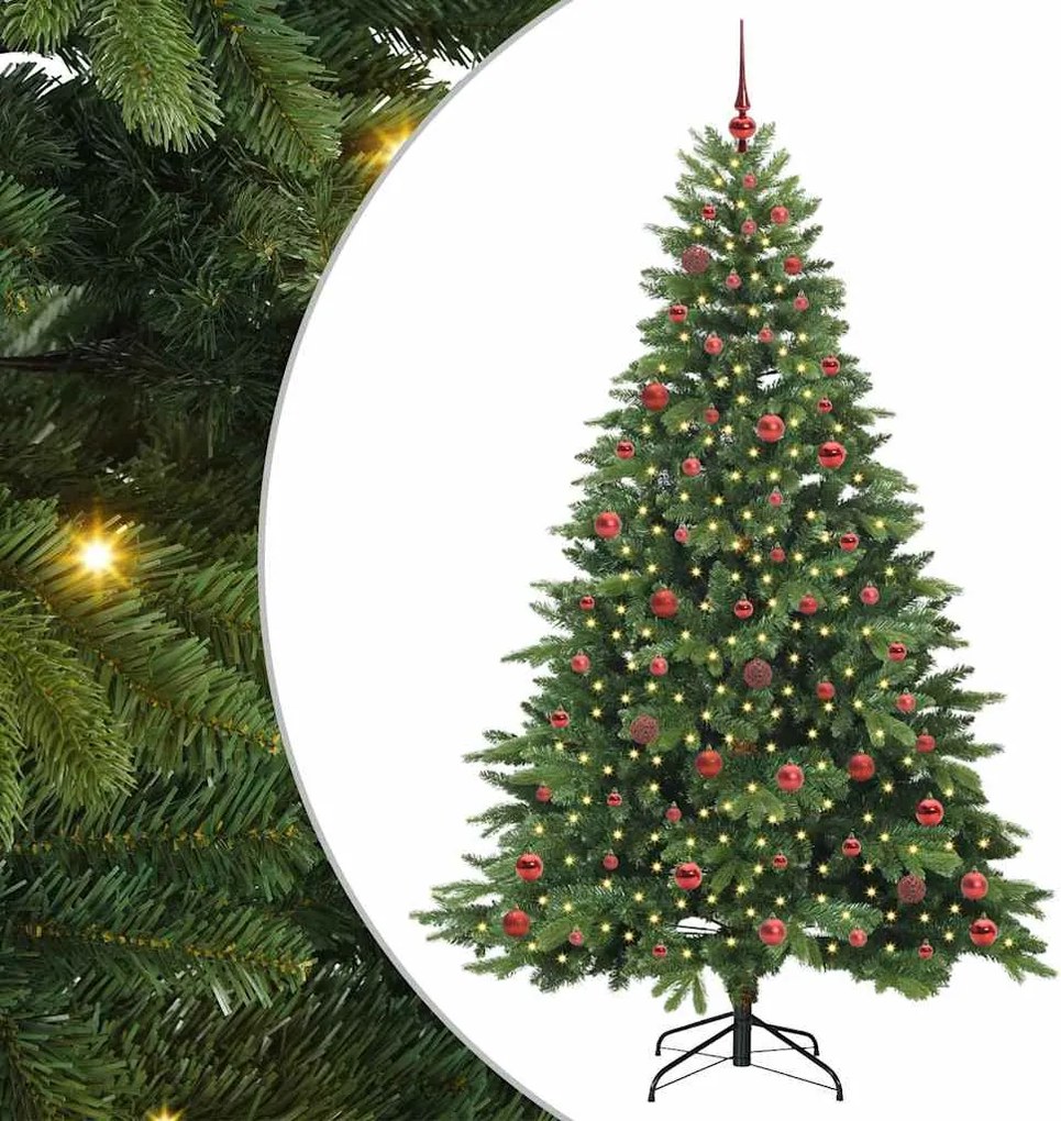 vidaXL Mű karácsonyfa 300 LED-del állvánnyal Zöld 210 cm PE és PVC