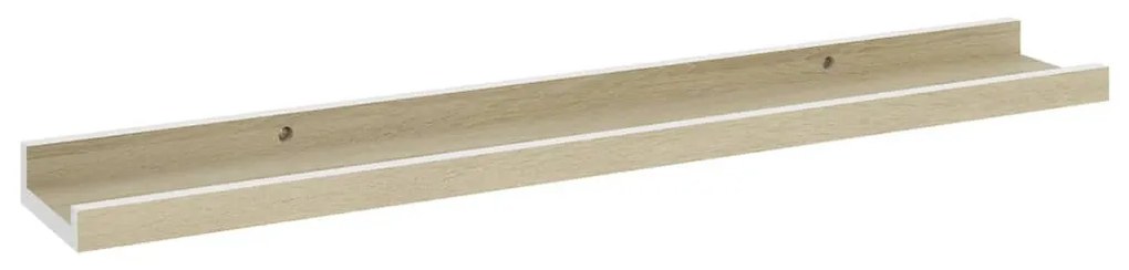 2 db fehér és sonoma tölgy színű fali polc 60 x 9 x 3 cm
