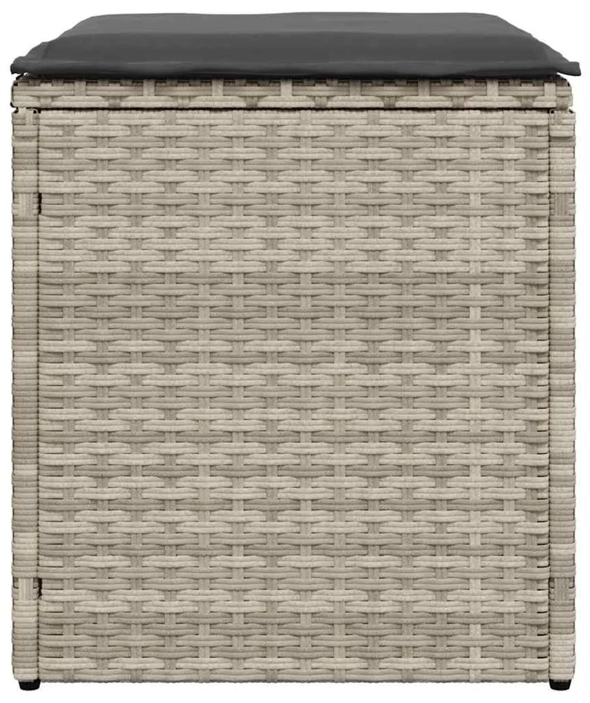 2 db világosszürke polyrattan kerti szék párnával 40x40x43 cm
