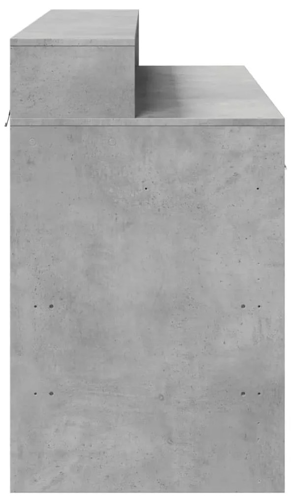 betonszürke szerelt fa íróasztal LED-világítással 120x55x91 cm