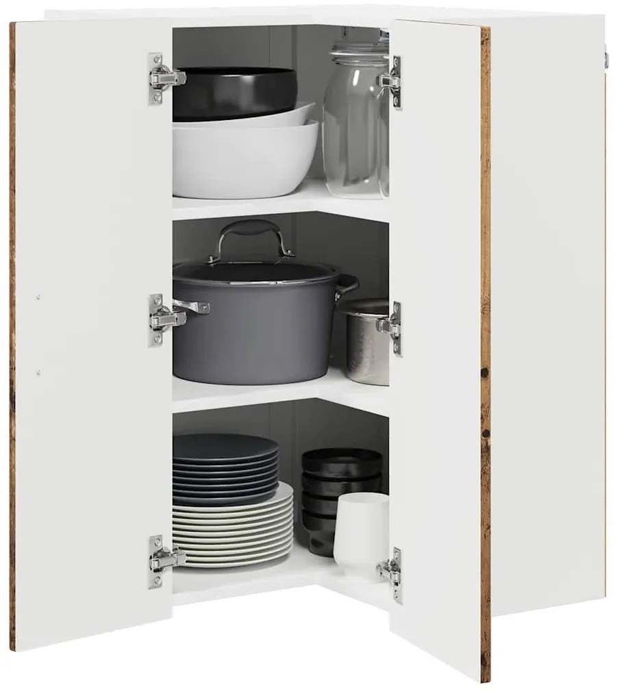 Fali konyhaszekrény polcokkal Öreg fa 57 x 57 x 80 cm Faanyag