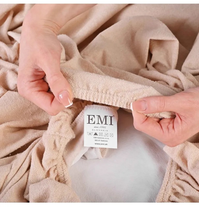 EMI krémszínű vízálló gumis lepedő, 90x200-as lap