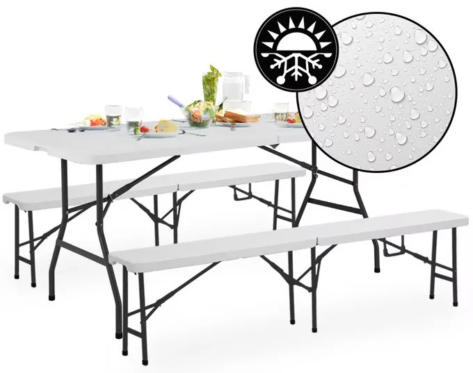 Casaria® Sörkészlet 183 cm - fehér