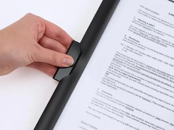 Gyorsfűző, klipes, PP, A4, RAPESCO Eco GRS Recycled, fekete (IR1828)