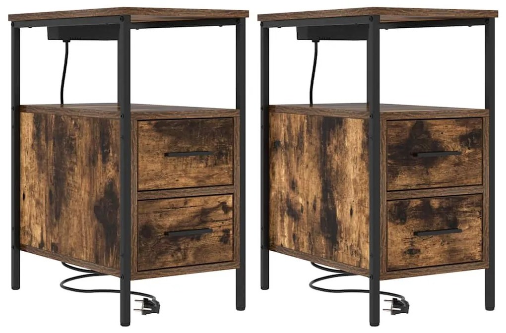 Éjjeli Szekrények 2 pcs Füstölt tölgy 30 x 48 x 61 cm Faanyag