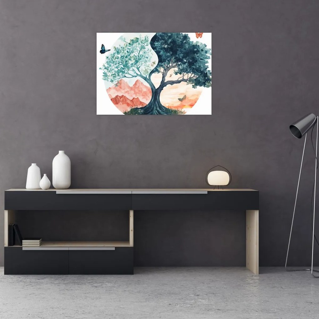 Kép – Akvarellfa tele élettel (70x50 cm)