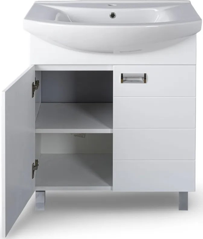 Viva SZQUARE 55 lábon álló fürdőszobabútor Sanovit ZENON 6055 porcelán mosdóval 55 x 44 cm
