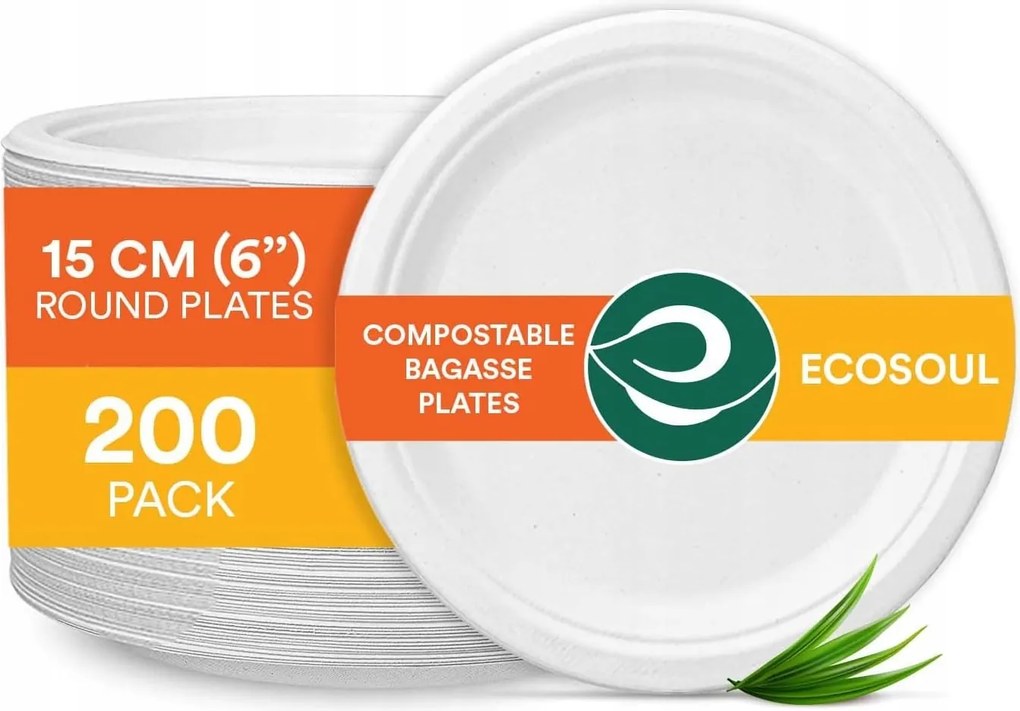 Eko tányér cukornádpépből 15cm 200db Kerek eldobható Eco
