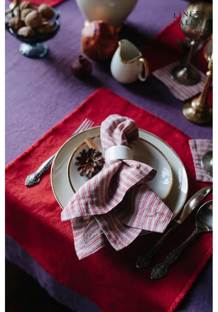 Piros-natúr színű poháralátét szett 4 db-os – Linen Tales