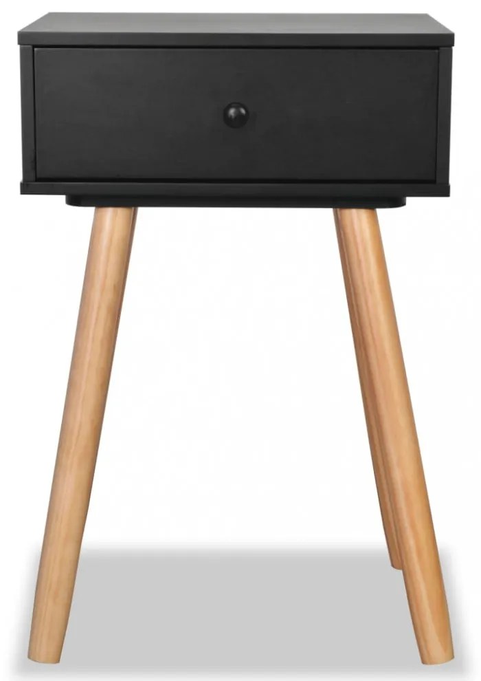 2 db fekete, tömör fenyőfa éjjeliszekrény 40 x 30 x 61 cm