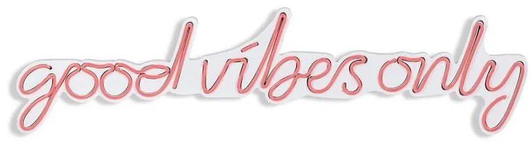 Műanyag LED-es fali dekoráció, Good Vibes Only - Pink