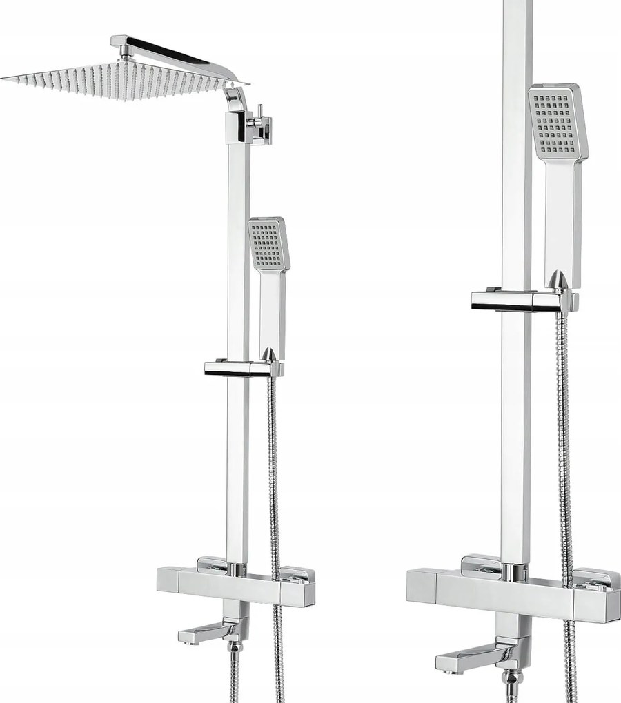 Zuhany Szett Termosztát Összecsukható Kád Kifolyó Oszlop Esőztetővel