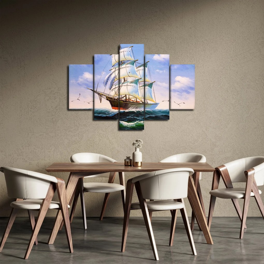 Kép egy hajóról a hullámokon (150x105 cm)