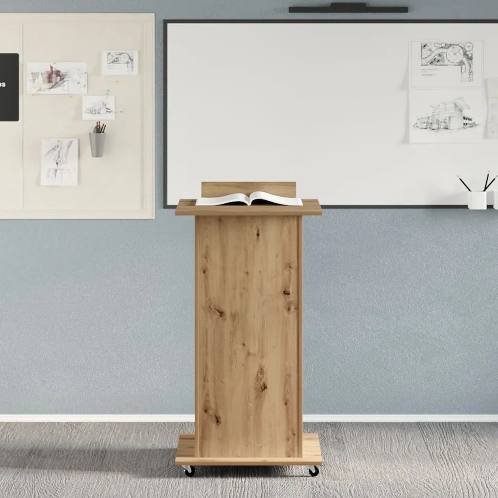 vidaXL Előadóterem Podium Kerekekkel Ásvány Tölgy Műszakilag Kezelt Fa