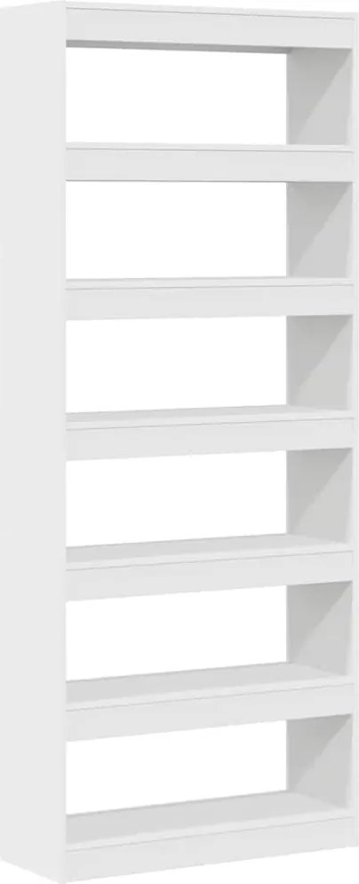 vidaXL Könyvespolc polcokkal tárolóval Fehér 80 x 30 x 198 cm Faanyag