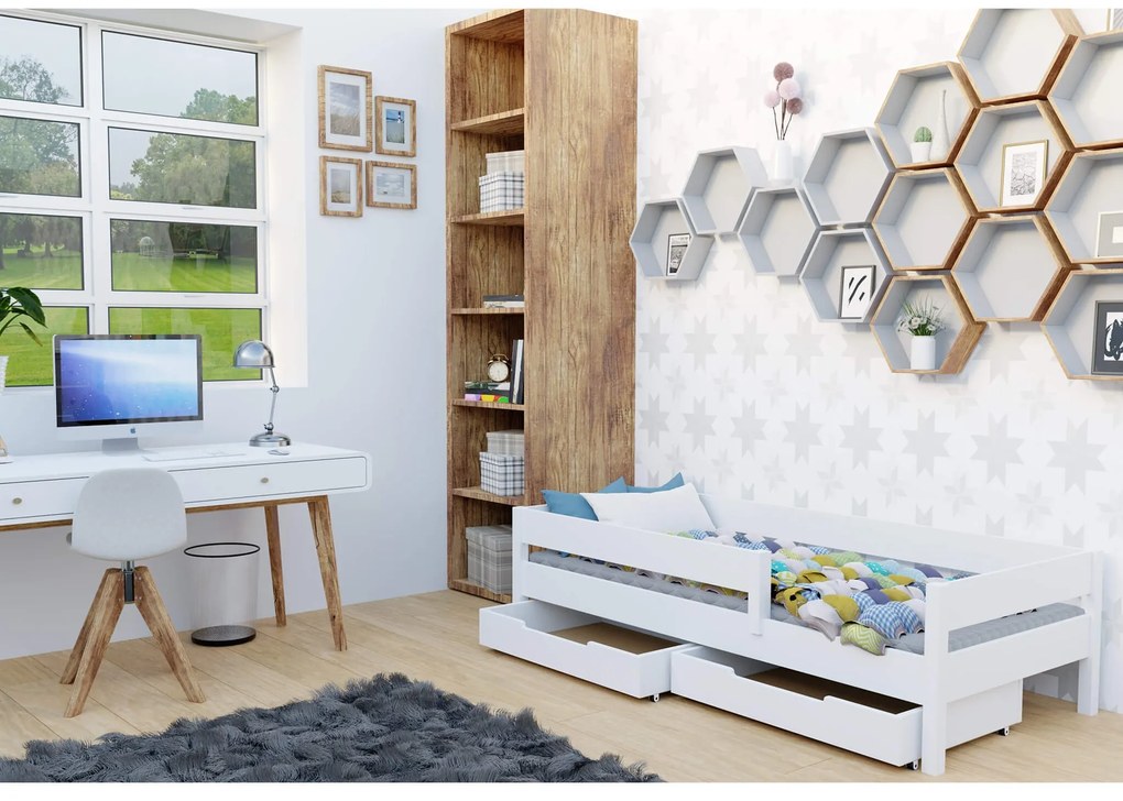LU MIX gyerekágy ágyráccsal - fehér Méret: 200x90