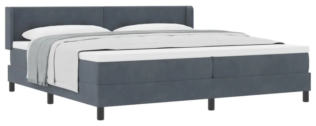 Boxspringágy Matraccal Sötétszürke 200x200 cm Bársony