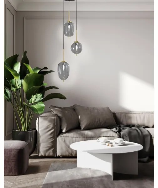 Wofi 5007-302 - Csillár zsinóron BELLEVILLE 3xE14/40W/230V fekete/arany