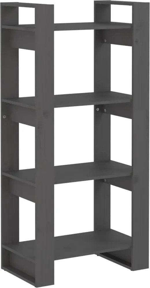 vidaXL szürke tömör fa könyvszekrény/térelválasztó 60 x 35 x 125 cm