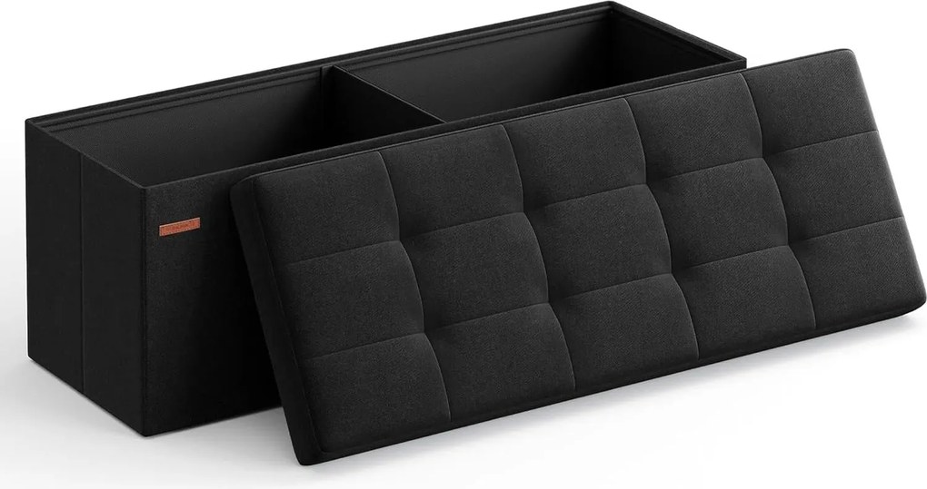 tárolós ülőke – összecsukható pad, 38 × 110 × 38 cm, tintafekete színben