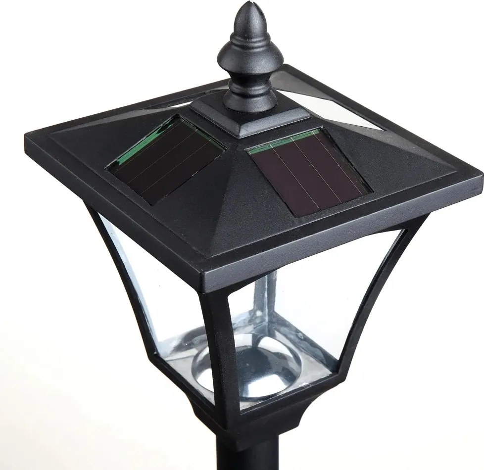 Outsunny Napelemes kerti lámpa, LED, 30 lumen, napelemes, talajra szerelhető tüske, 120 cm, fekete