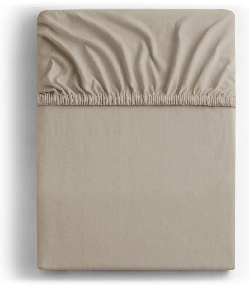 Világosbarna gumis jersey lepedő 220x200 cm Amber – Restilo