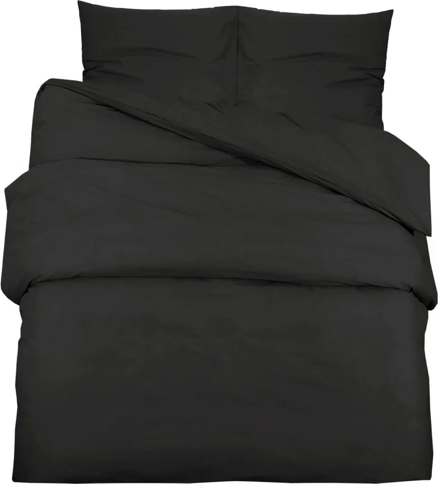 vidaXL fekete mikroszálas ágyneműhuzat-garnitúra 200 x 220 cm