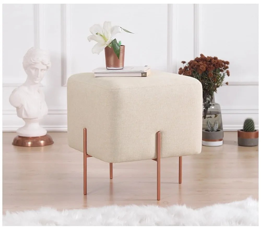 Krémszínű puff Copper – Artie