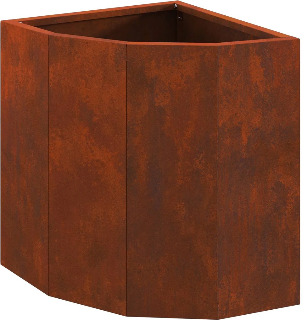 vidaXL Sarok Virágtartó Rozsdás 30 x 30 x 35 cm időjárásálló acél