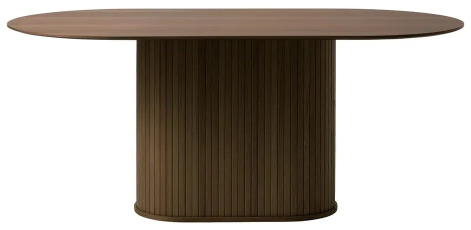 Barna étkezőasztal tölgyfa dekoros asztallappal 95x180 cm Nola – Unique Furniture
