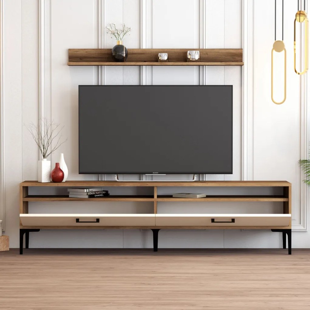 Istanbul TV-állvány, dió-krém, 180 cm – TR845HCT3099