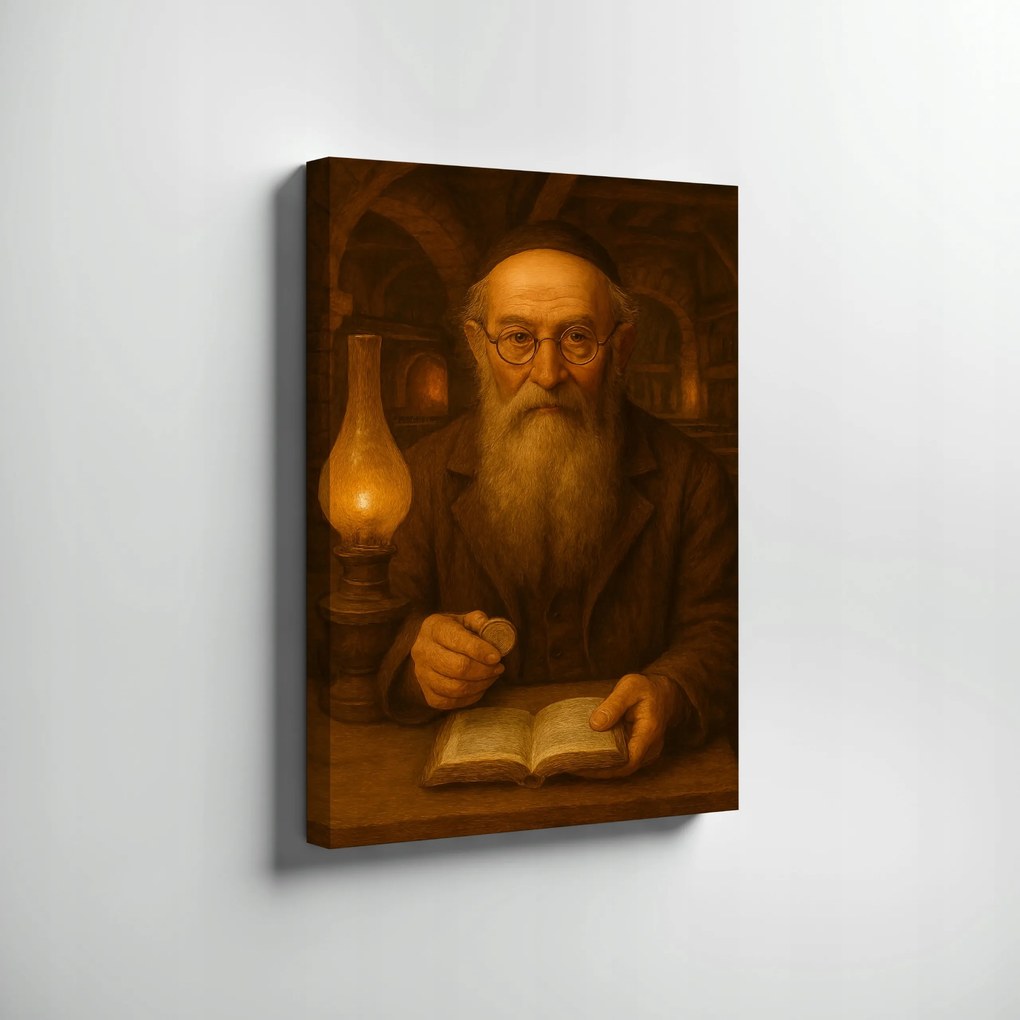 Vászonkép Zsidó Portré Zsidó Pénzzel A Boldogságért . 70x50cm