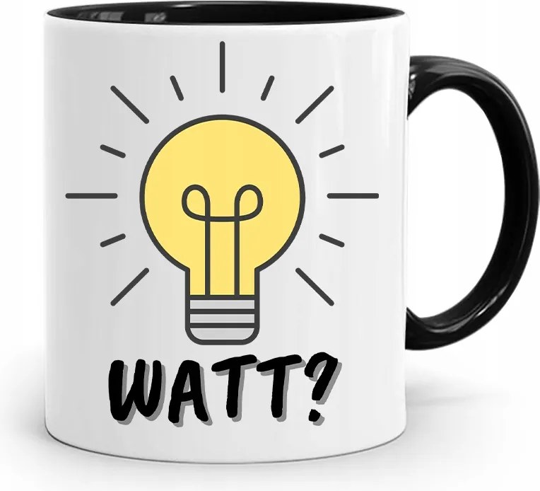 Bögre Fekete Ajándék Villanyszerelő Watt? Izzó nyomott mintával