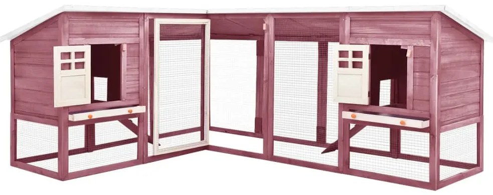 vidaXL mokkaszínű és fehér tömör fenyő kültéri nyúlketrec kifutóval