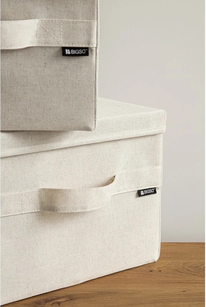 Bézs fedeles textil tárolódoboz 31x41x22 cm Soft Storage Medium – Bigso