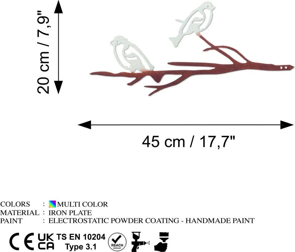 Bird fém kerti dísztárgy, 20×45 cm