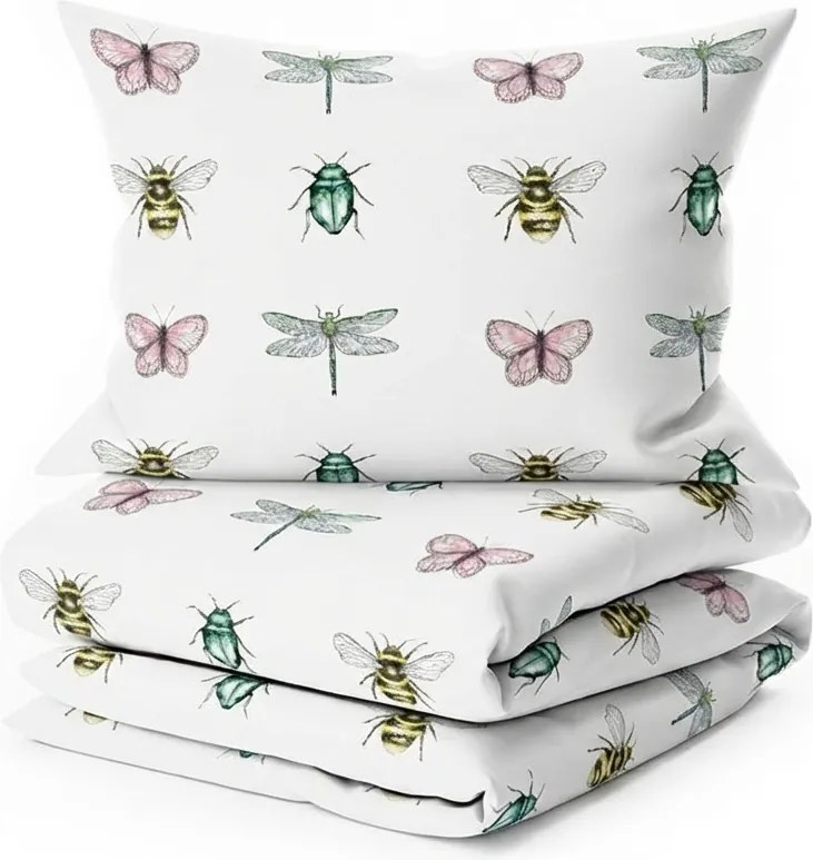 Pamut ágynemű kiságyhoz TINY WINGS fehér Ágyneműhuzat mérete: 45 x 65 cm | 90 x 135 cm