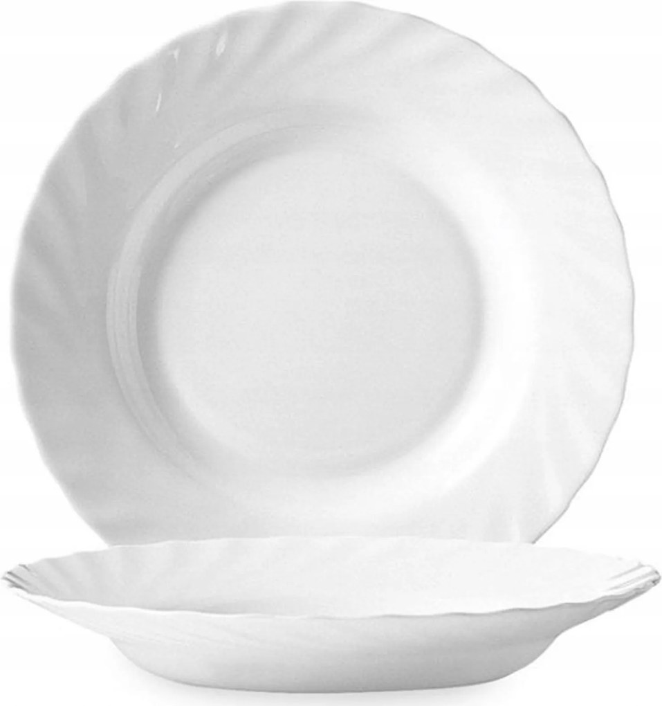 Mélytányér Leveshez Fehér Üveg Étkészlet Erős