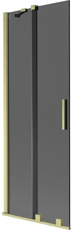 Mexen Velar, 2 szárnyas eltolható kádparaván 70 x 150 cm, 8mm szürke üveg, arany matt, 896-070-000-41-55