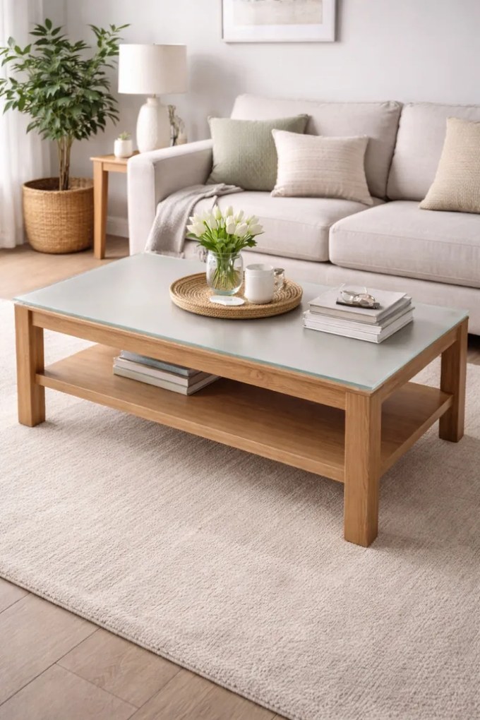 Padszélvédő, dohányzóasztal, szatén, védő, edzett, nappaliba, 6mm