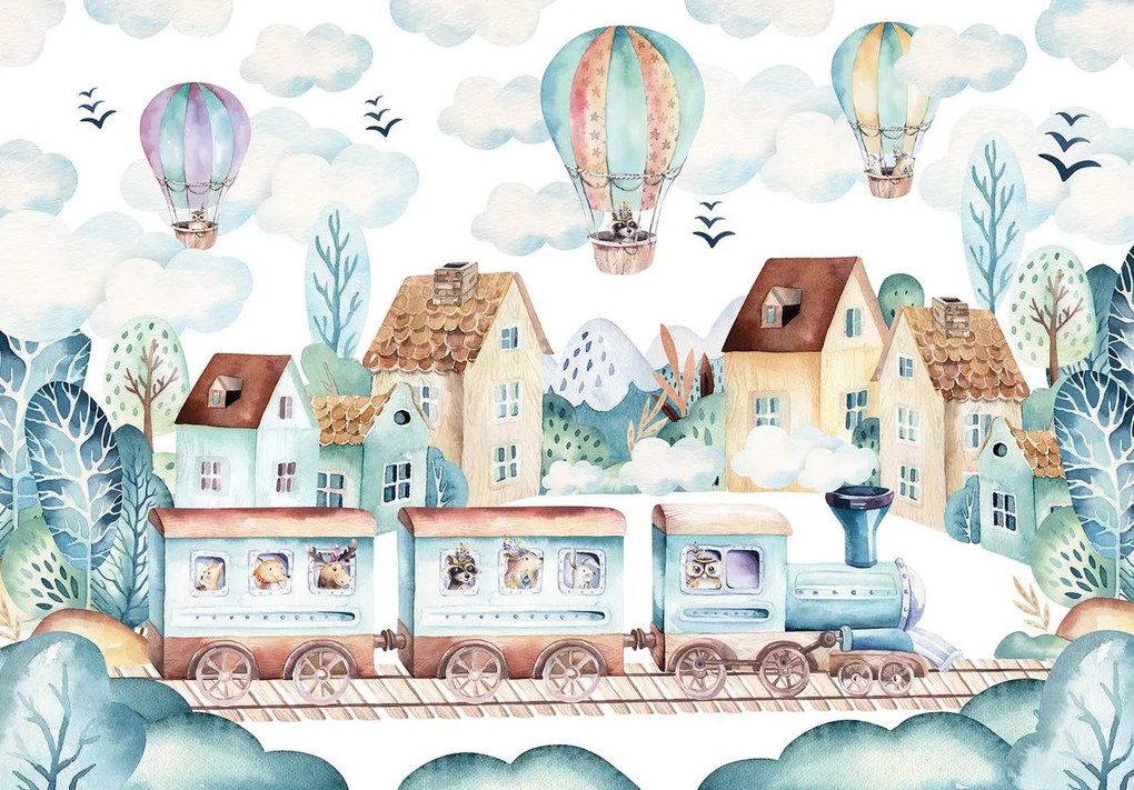 Fotótapéta - Choo-choo és a hőlégballonok (152,5x104 cm)