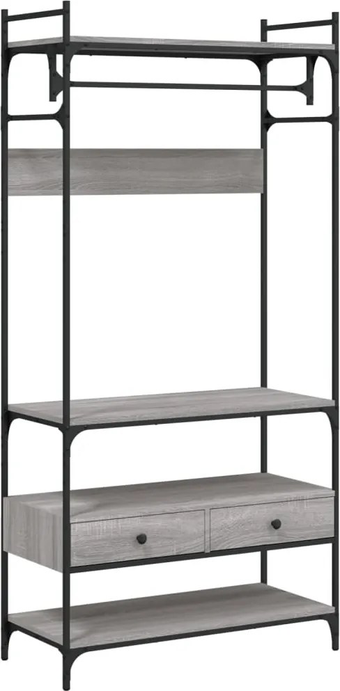 vidaXL szürke sonoma szerelt fa ruhásszekrény fiókokkal 89x39x184,5 cm