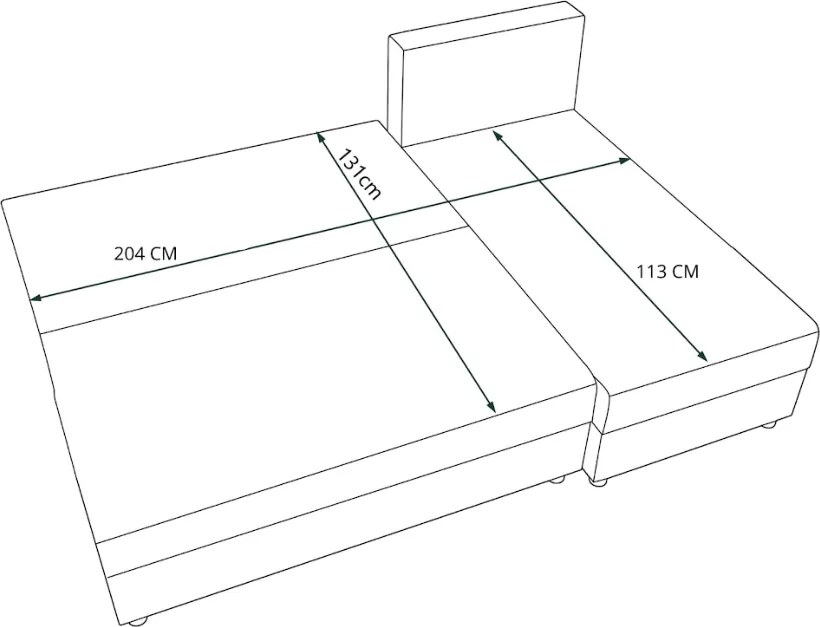 Ágyazható, kétoldalas L alakú kanapé VALERIO SLIM 200x140 cm, sötétszürke színű + 2 db díszpárna INGYEN