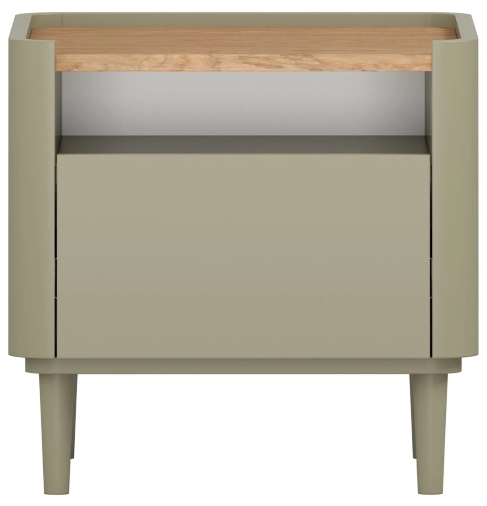 Elivo éjjeliszekrény 50 cm fiókkal, fém lábakon - eukaliptusz / baltic dune tölgy