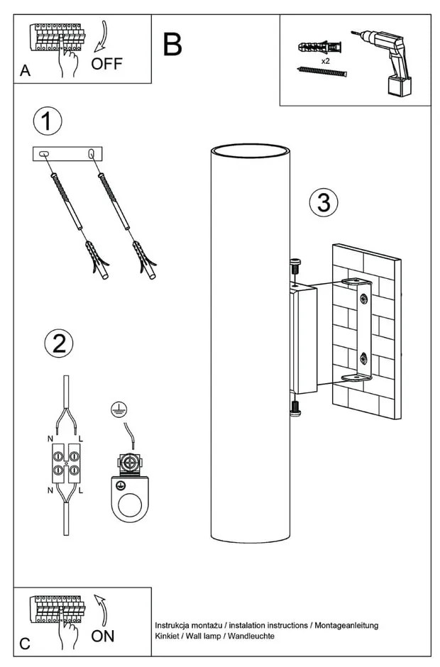 Krémszínű fali lámpa Castro – Sollux